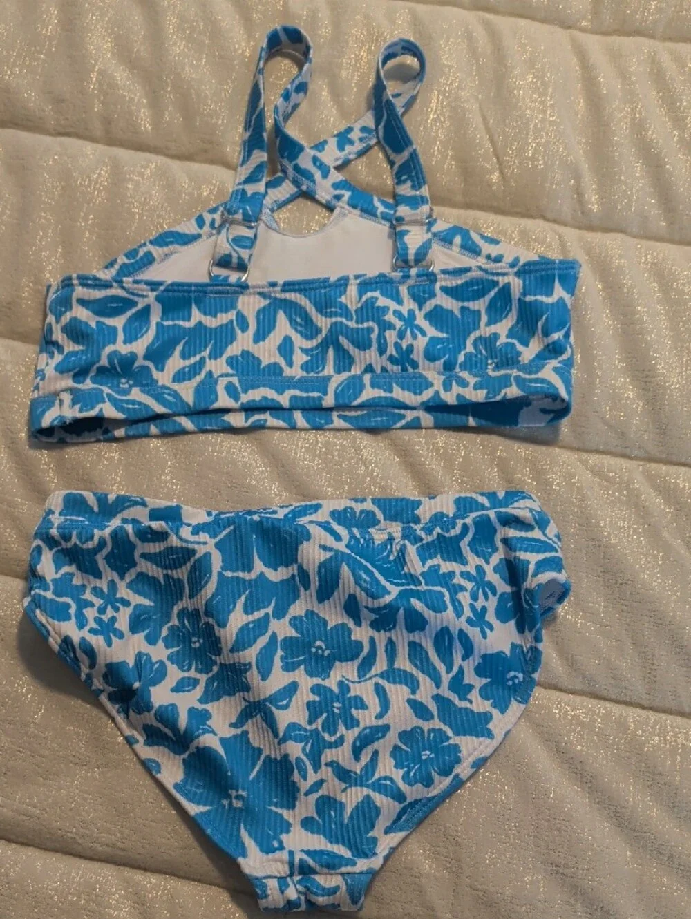 abercrombie kids Blue and White Floral Two-Piece Swim Set